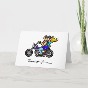 Man and Woman on Motorcycle Greeting Card