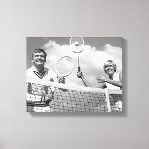 Man and Woman Playing Tennis Canvas Print