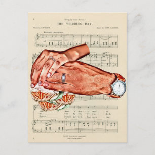 man and womans bride groom couples art postcard