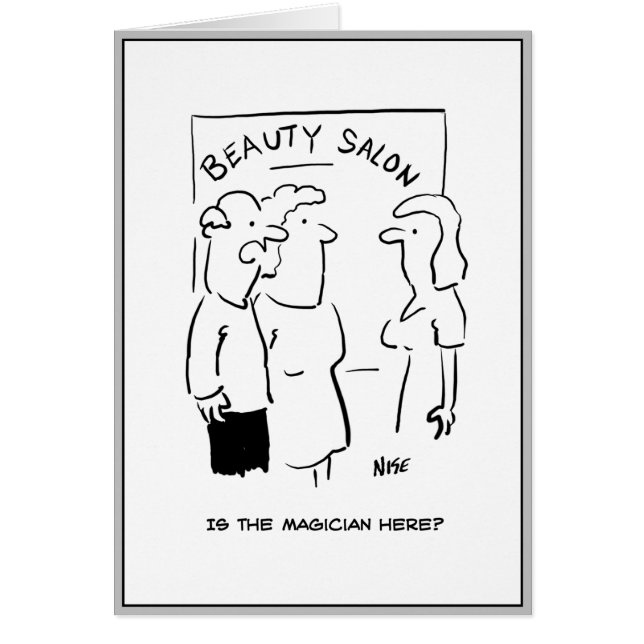 Man asked for magician at beauty parlour. (Front)