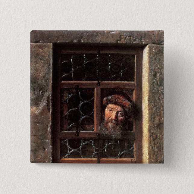 Man at a Window, 1653 15 Cm Square Badge (Front)