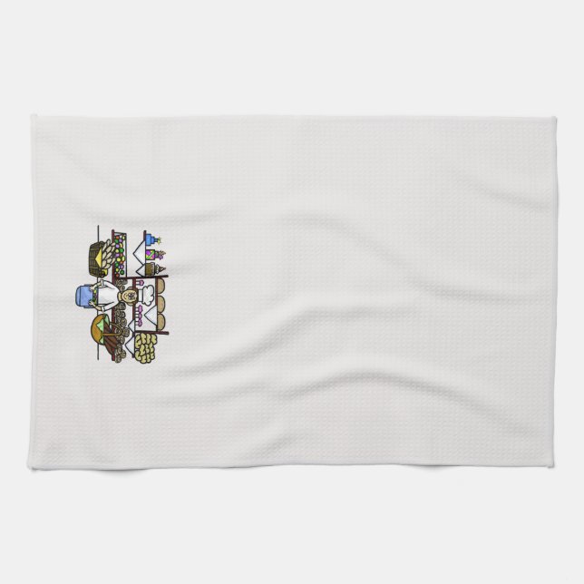Man At Bakery Counter Kitchen Towels (Horizontal)
