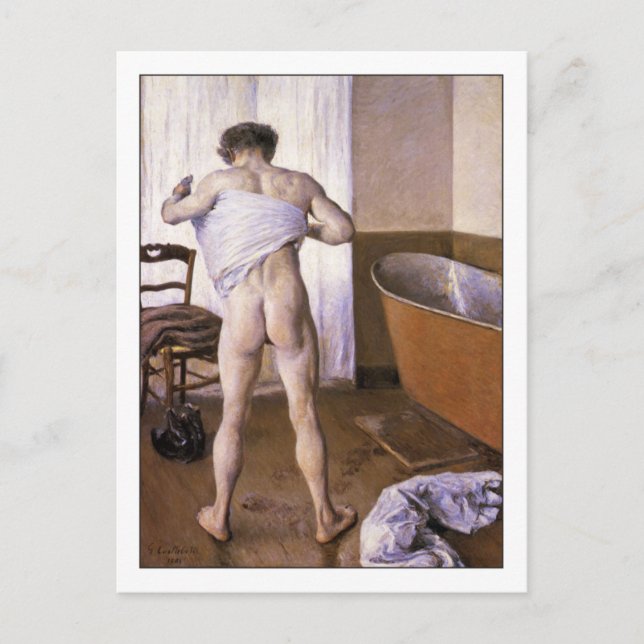 Man at Bath by Gustave Caillebotte Fine Art Gay Postcard (Front)