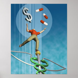 Man balancing drugs and dollar sign