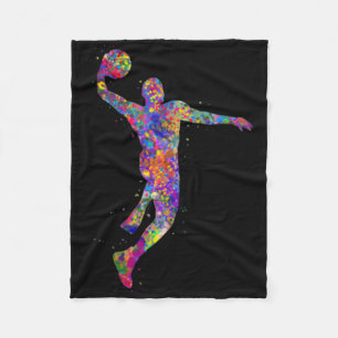 Man Basketball Dunk Slam Dunk  Fleece Blanket