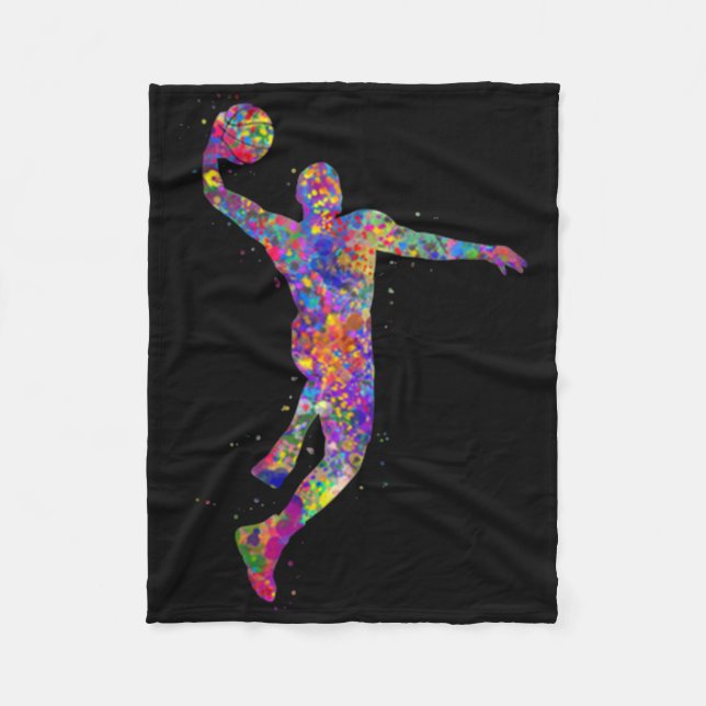 Man Basketball Dunk Slam Dunk  Fleece Blanket (Front)