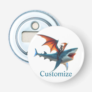 Man-Bat Riding Scary Shark Thunder_Cove Bottle Opener