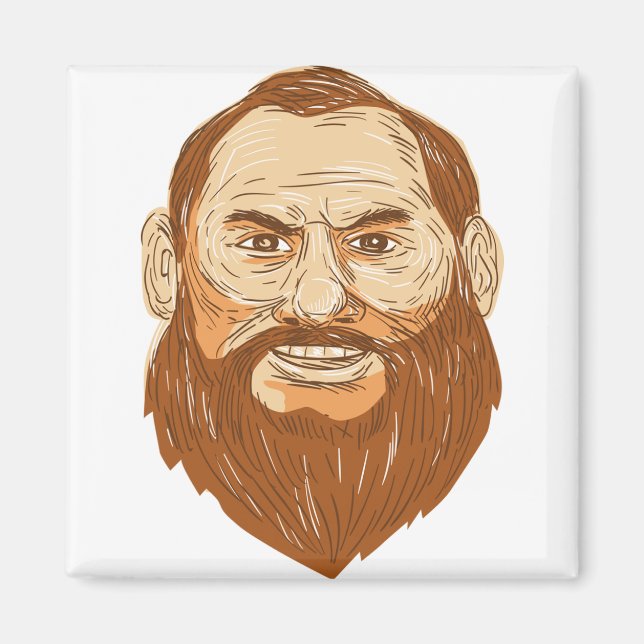 Man bearded face retro magnet (Front)