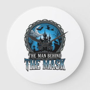 Man Behind Mask Halloween Haunted House Witch_1 Large Clock