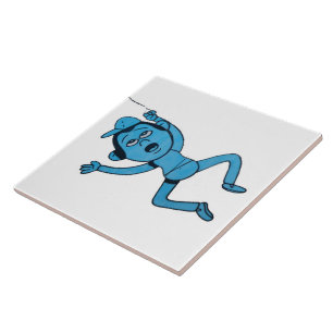 Man being taken for walk by Dog. Tile