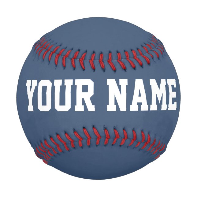 Man Birthday gift idea custom name text navy blue Baseball (Front)