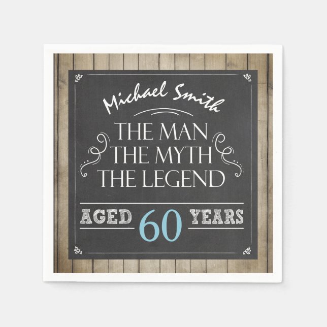 Man Birthday Man Myth Legend Napkins Rustic Adult (Front)
