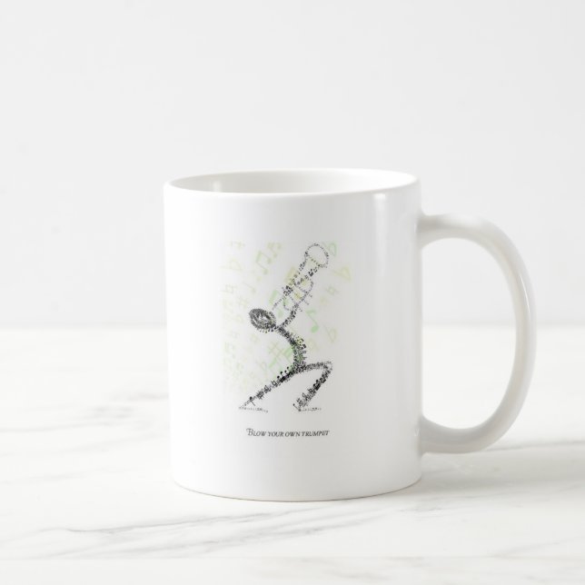 Man blowing Trumpet designed using musical notes Coffee Mug (Right)