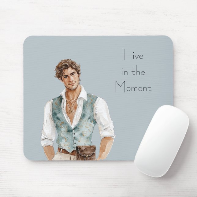 Man Brown Hair Mouse Pad (With Mouse)