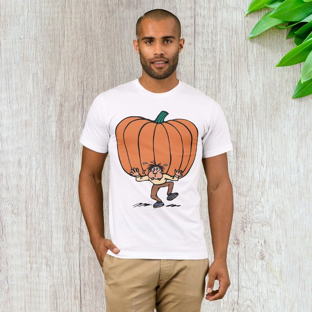 Man Carrying A Large Pumpkin Mens T-Shirt (Creator Uploaded)