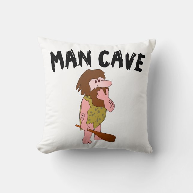 MAN CAVE CAVEMAN PILLOW (Front)
