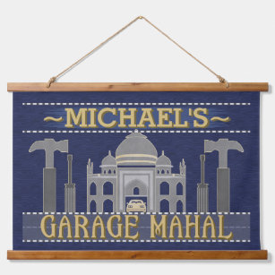 Man Cave Funny Garage Mahal Tools   Custom Name Hanging Tapestry