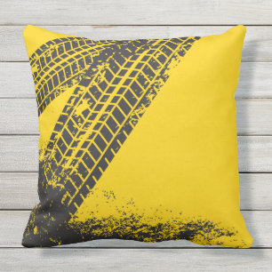 Man Cave Gift. Grunge. Tire Tracks. Outdoor Cushion