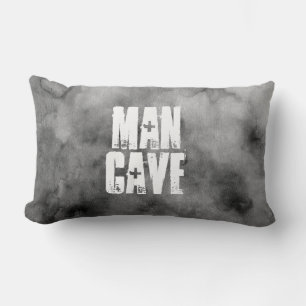 man cave grey and white funky watercolor design lumbar cushion