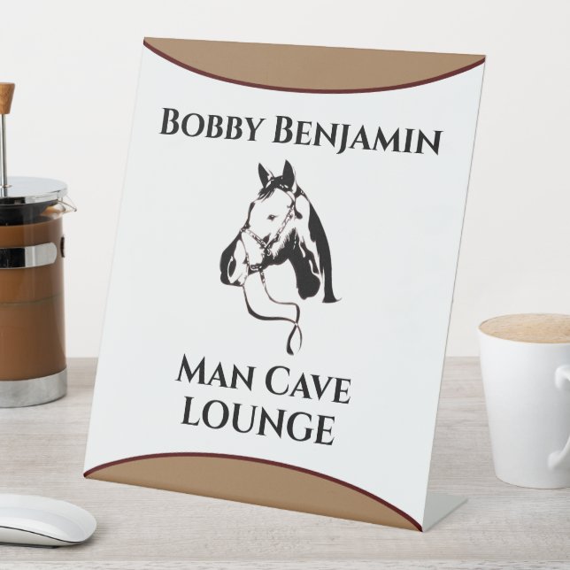 Man Cave Horse Racing Personalise  Pedestal Sign (In SItu)