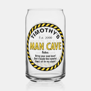 Man Cave LED Sign Caution Tape Beer Can Glass 