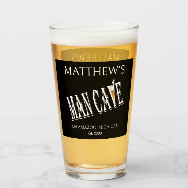 Man Cave Pub Pint Beer Soda Glasses Drinkware (Front Filled)