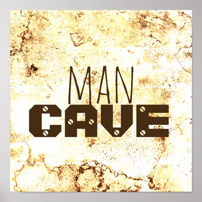 man cave quote poster bold text on stone pattern (Front)