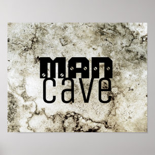 man cave quote poster bold text on stone pattern