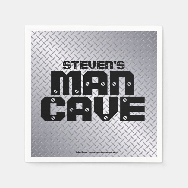 Man Cave Stainless Steel Diamond Plate Napkins (Front)