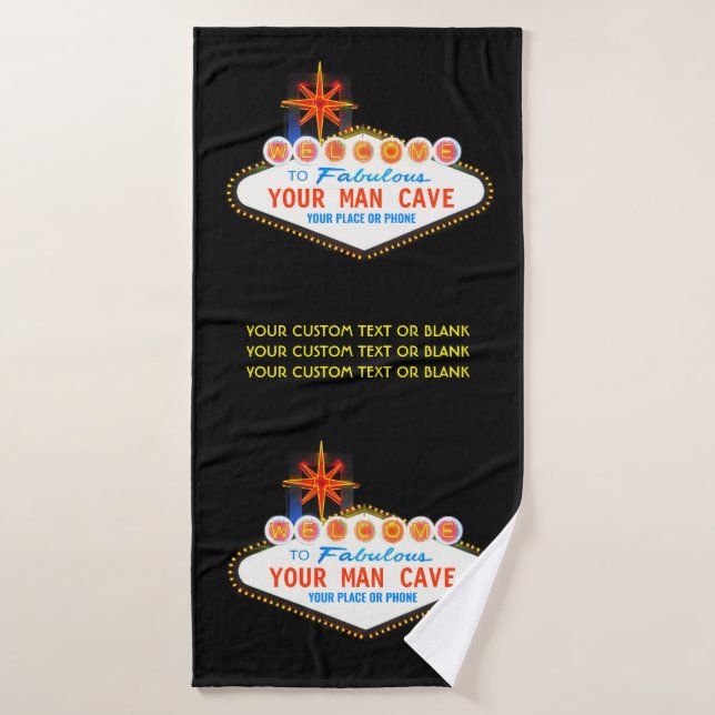 Man Cave Your Garage Famous Sign  Custom Name Bath Towel Set (Bath Towel)