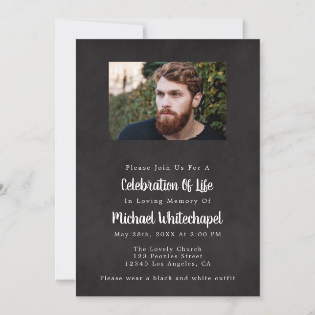 Man Celebration Of Life Memorial Invitations (Front)