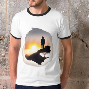 Man contemplating the sunrise   T-Shirt