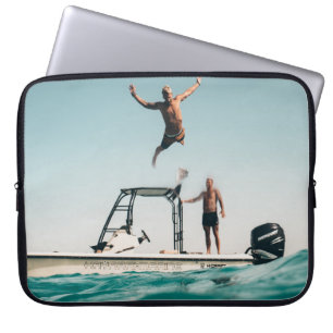 Man diving on pool laptop sleeve