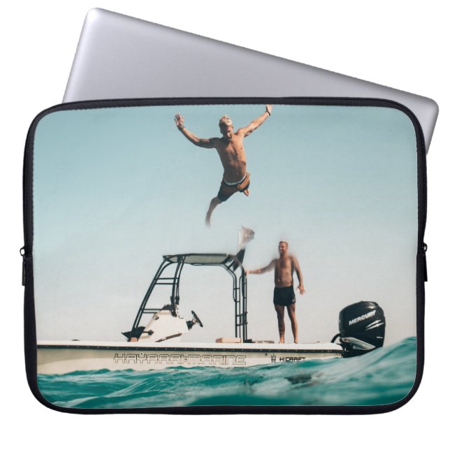 Man diving on pool laptop sleeve (Front)
