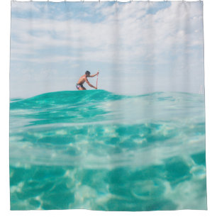Man doing surfing shower curtain