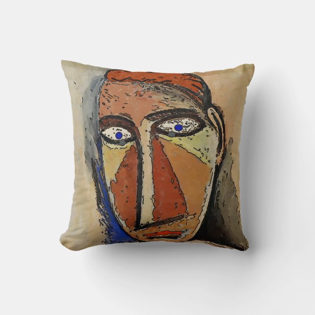 Man Face Abstract Cushion (Front)