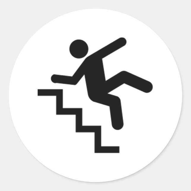 Man Falling Down the Stairs Classic Round Sticker (Front)
