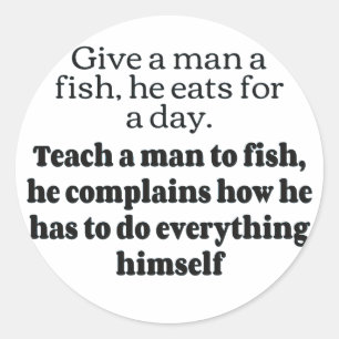 Man fish complains bf classic round sticker