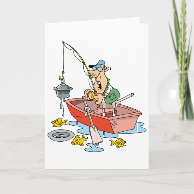 Man Fishing Greeting Cards (Front)