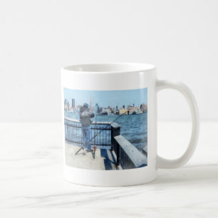 Man Fishing Off Hoboken Pier Coffee Mug