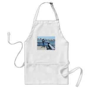 Man Fishing Off Hoboken Pier Standard Apron