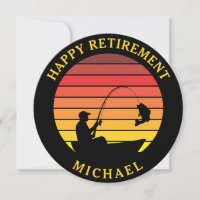 Man Fishing Retro Sunset Retirement Template