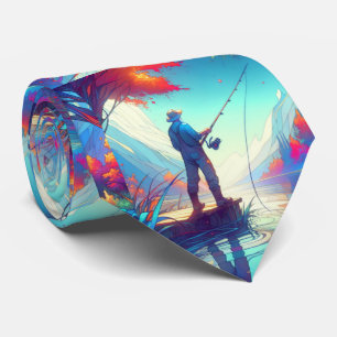 Man Fishing Standing On Pier Tie