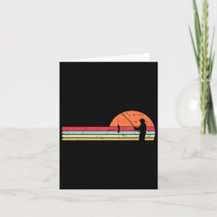 Man Fishing Sunset Retro Angling Fisherman Angler  Card