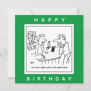 Man Flattering a Barmaid in a Pub Cartoon Card