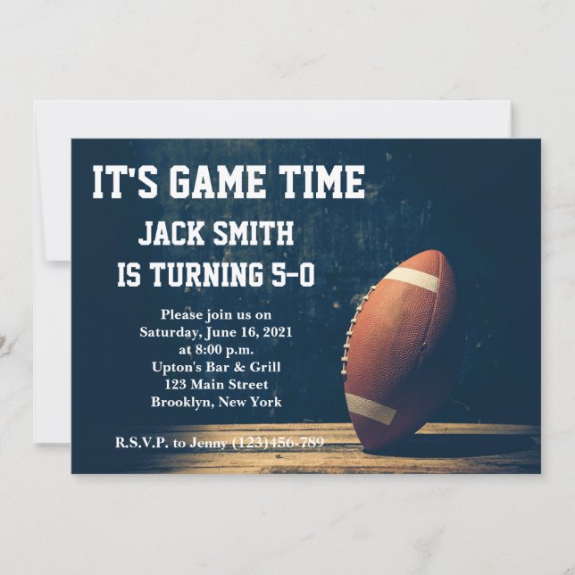 Man Football Custom Birthday Invitation (Front)