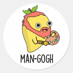 Man-gogh Funny Artist Mango Pun Classic Round Sticker