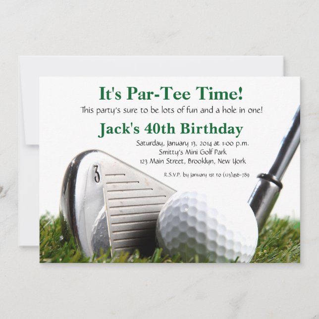 Man Golf Birthday Invitation (Front)