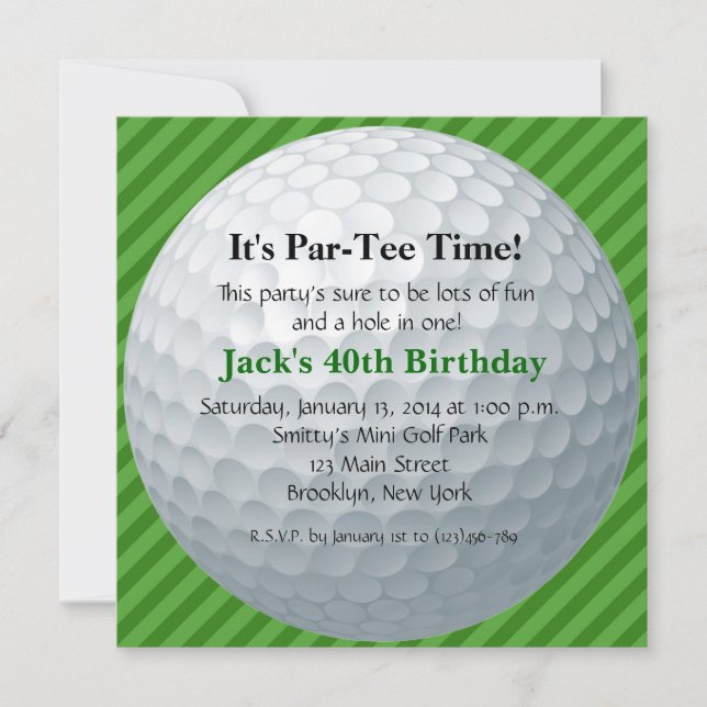 Man Golf Birthday Invitation (Front)