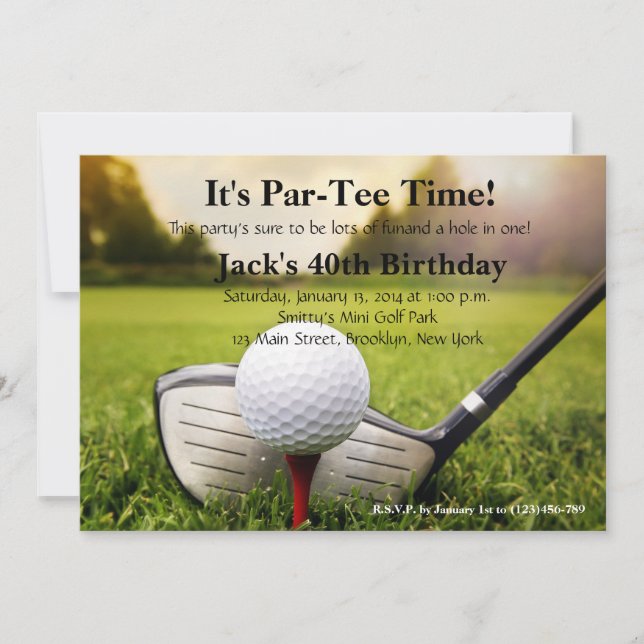 Man Golf Birthday Invitation (Front)